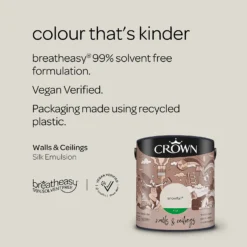 Crown Walls & Ceilings Silk Emulsion Paint Snowfall - 2.5L 15 Crown Walls & Ceilings Silk Emulsion Paint Snowfall - 2.5L -Laura Paint Shop 12843368 1444966165692135