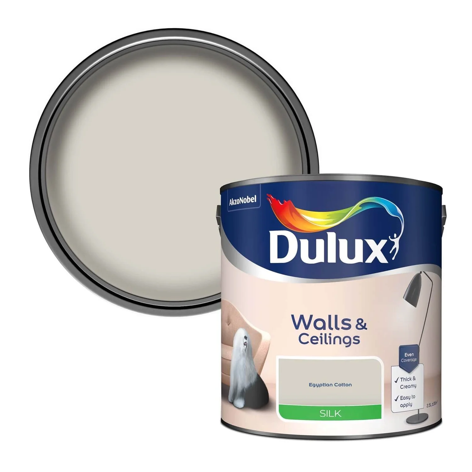 Dulux Silk Emulsion Paint Egyptian Cotton - 2.5L 3 Dulux Silk Emulsion Paint Egyptian Cotton - 2.5L