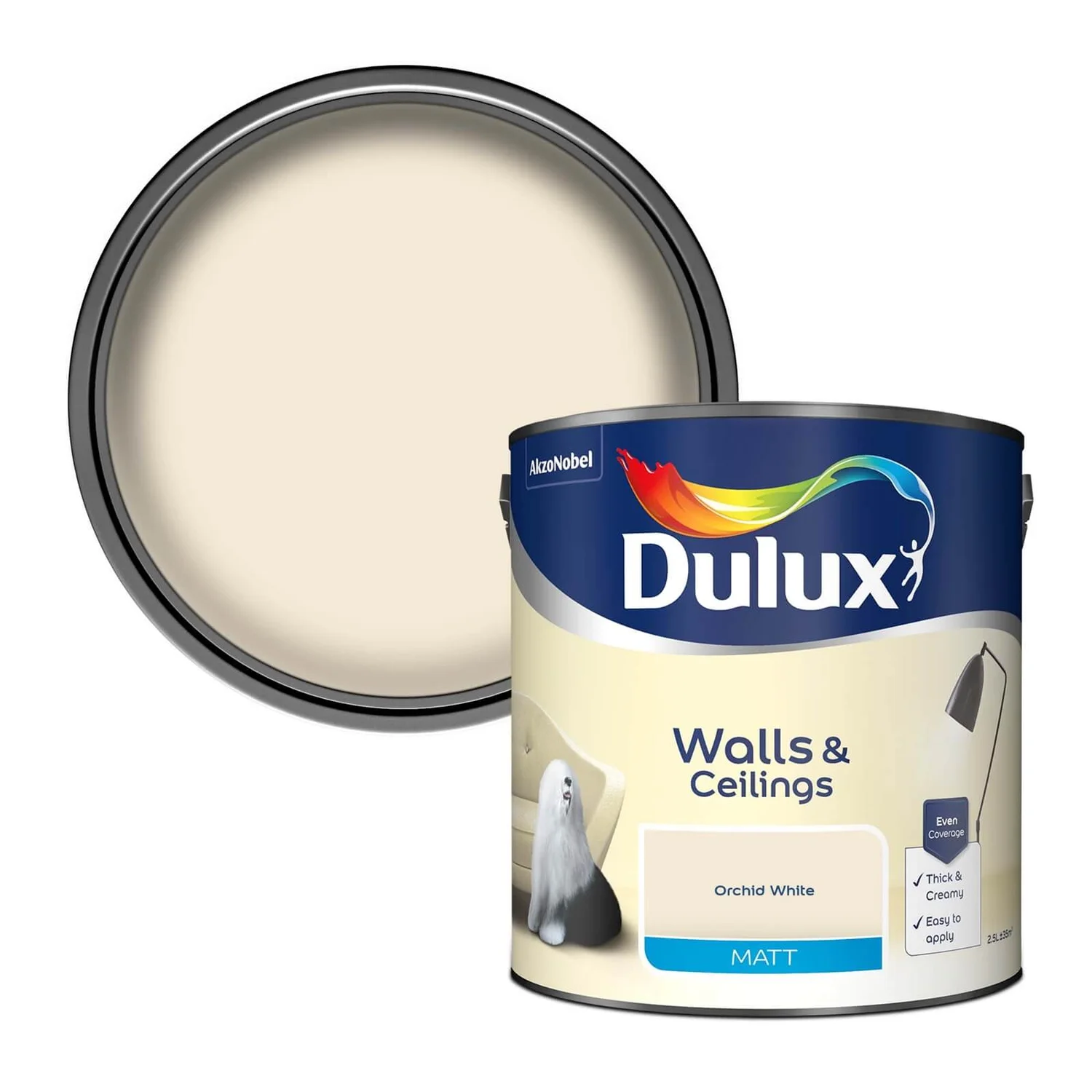 Dulux Matt Emulsion Paint Orchid White - 2.5L 3 Dulux Matt Emulsion Paint Orchid White - 2.5L