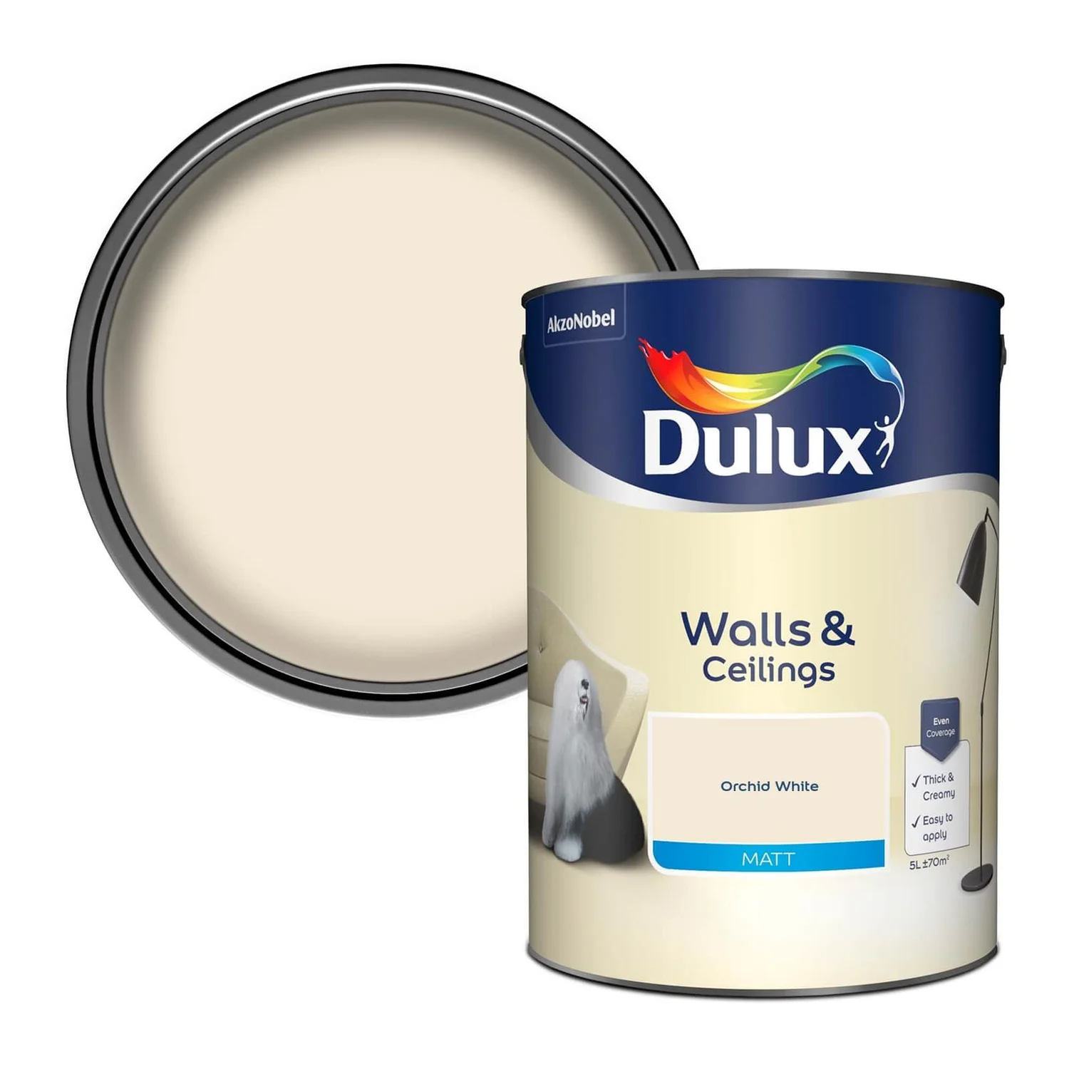 Dulux Matt Emulsion Paint Orchid White - 5L 3 Dulux Matt Emulsion Paint Orchid White - 5L