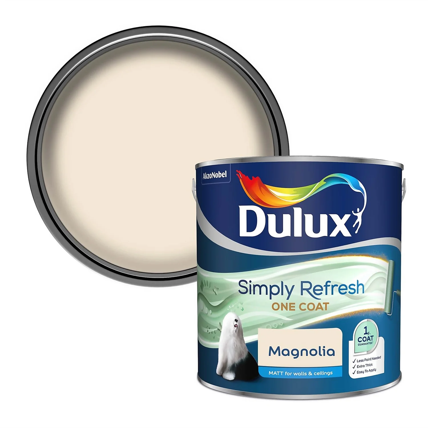 Dulux Simply Refresh One Coat Matt Emulsion Paint Magnolia - 2.5L 3 Dulux Simply Refresh One Coat Matt Emulsion Paint Magnolia - 2.5L