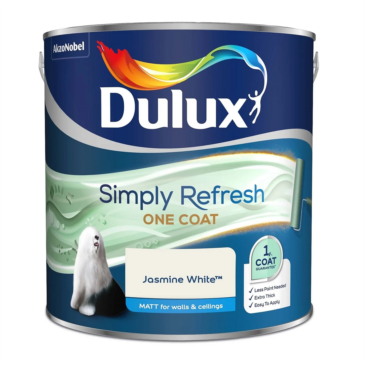 Dulux Simply Refresh One Coat Matt Emulsion Paint Jasmine White - 2.5L 6 Dulux Simply Refresh One Coat Matt Emulsion Paint Jasmine White - 2.5L - Image 4