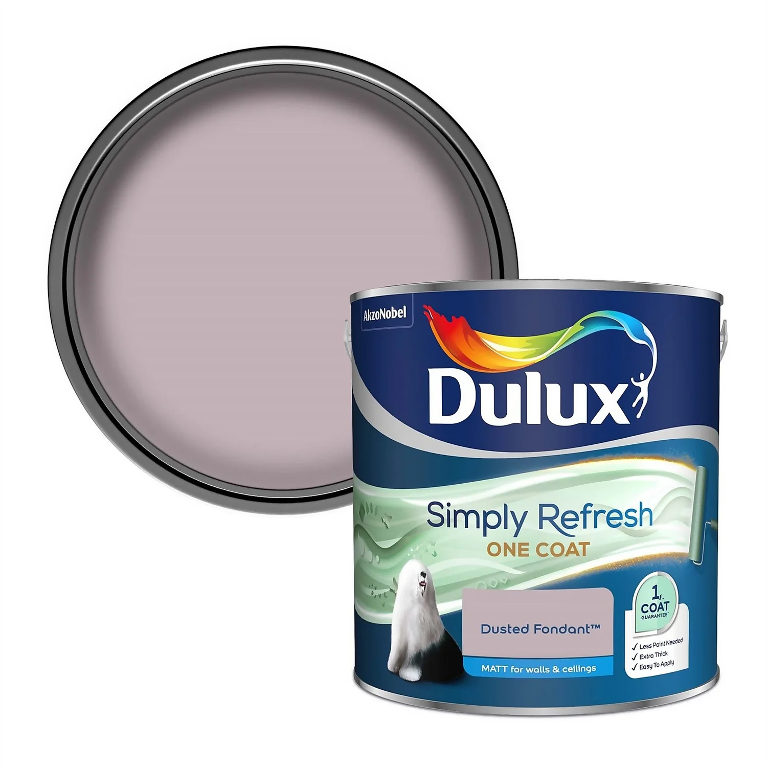 Dulux Simply Refresh One Coat Matt Emulsion Paint Dusted Fondant - 2.5L 3 Dulux Simply Refresh One Coat Matt Emulsion Paint Dusted Fondant - 2.5L