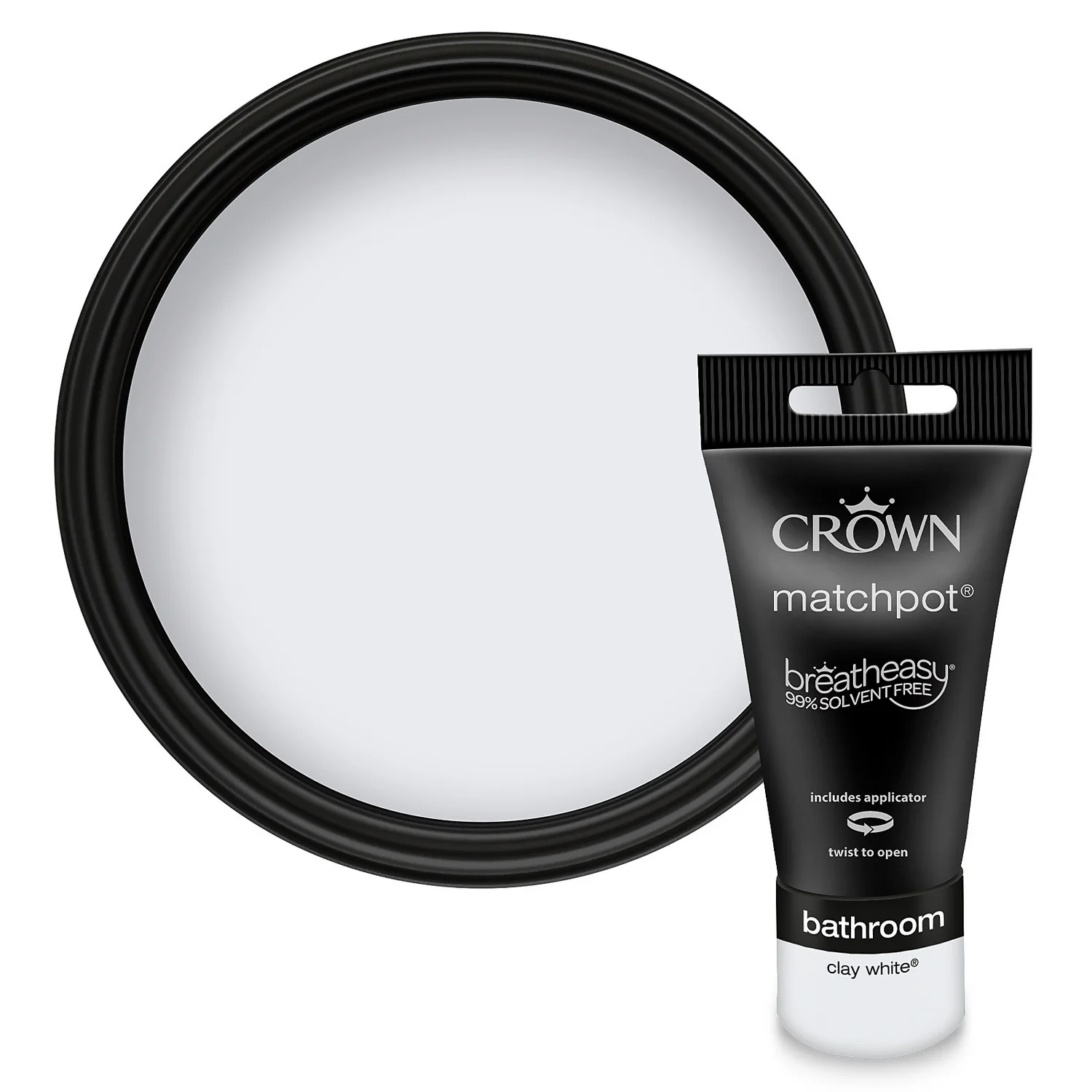 Crown Easyclean Bathroom Paint Clay White - 0.04L 3 Crown Easyclean Bathroom Paint Clay White - 0.04L