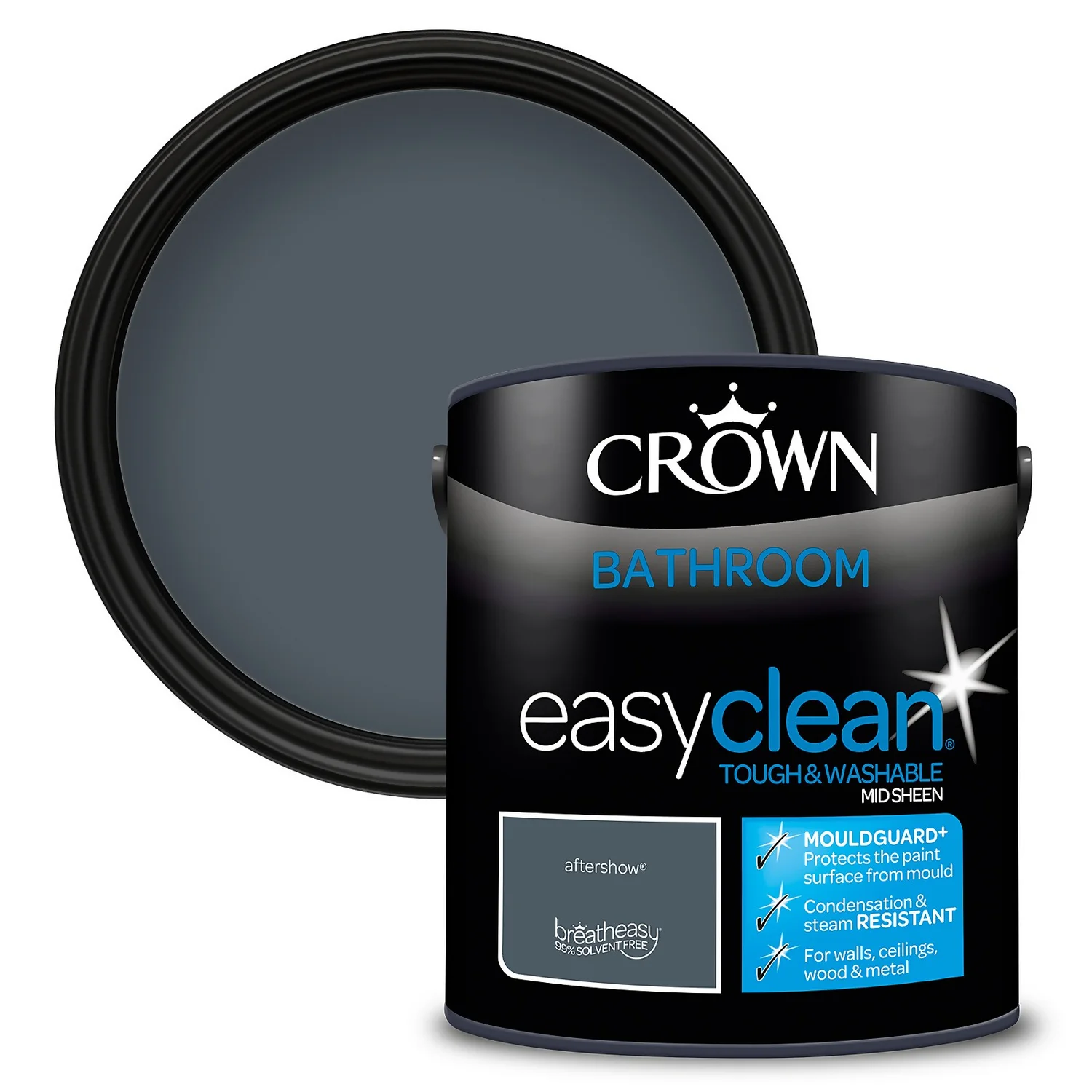 Crown Easyclean® Mouldguard+ Bathroom Mid Sheen Washable Multi Surface Paint Aftershow® - 2.5 L 3 Crown Easyclean® Mouldguard+ Bathroom Mid Sheen Washable Multi Surface Paint Aftershow® - 2.5 L