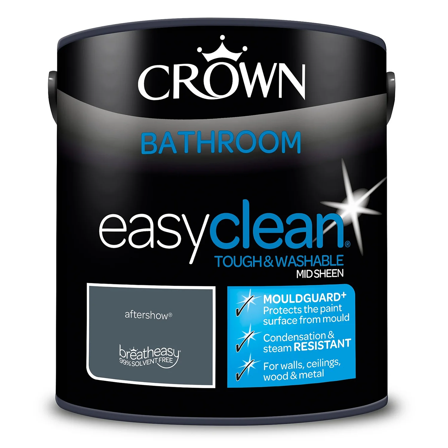 Crown Easyclean® Mouldguard+ Bathroom Mid Sheen Washable Multi Surface Paint Aftershow® - 2.5 L 9 Crown Easyclean® Mouldguard+ Bathroom Mid Sheen Washable Multi Surface Paint Aftershow® - 2.5 L - Image 7