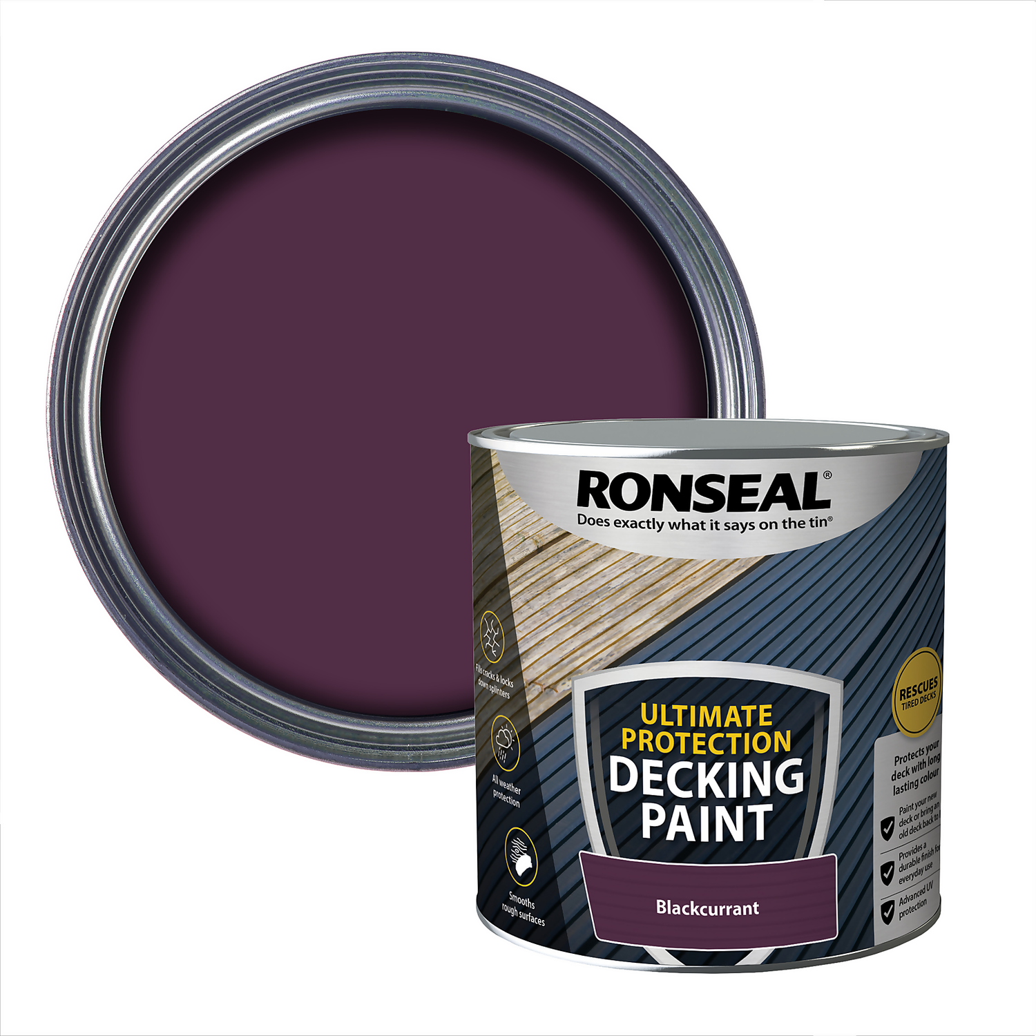Ronseal Ultimate Protection Decking Paint Blackcurrant - 2.5L 3 Ronseal Ultimate Protection Decking Paint Blackcurrant - 2.5L
