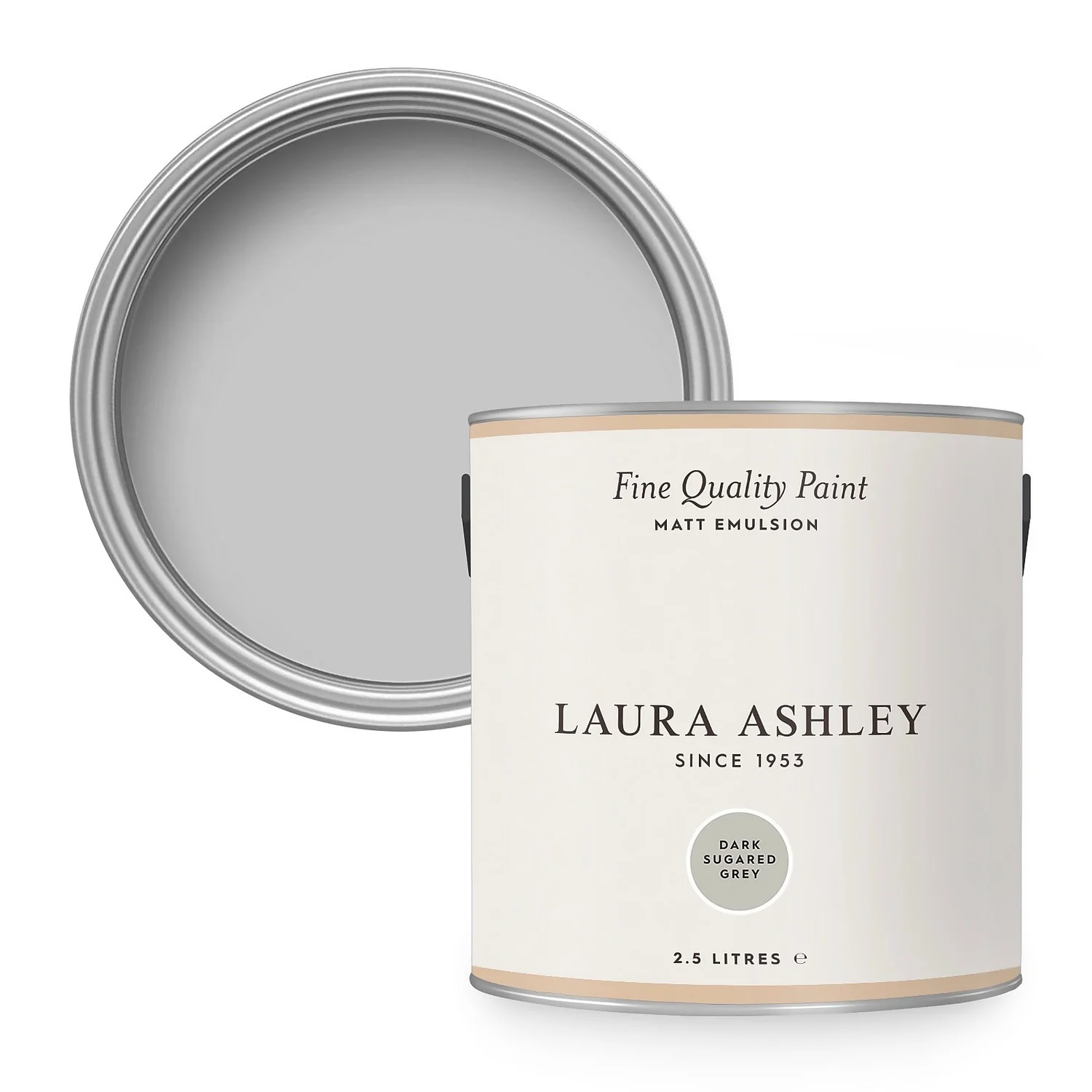 Laura Ashley Matt Emulsion Paint Dark Sugared Grey - 2.5L 3 Laura Ashley Matt Emulsion Paint Dark Sugared Grey - 2.5L