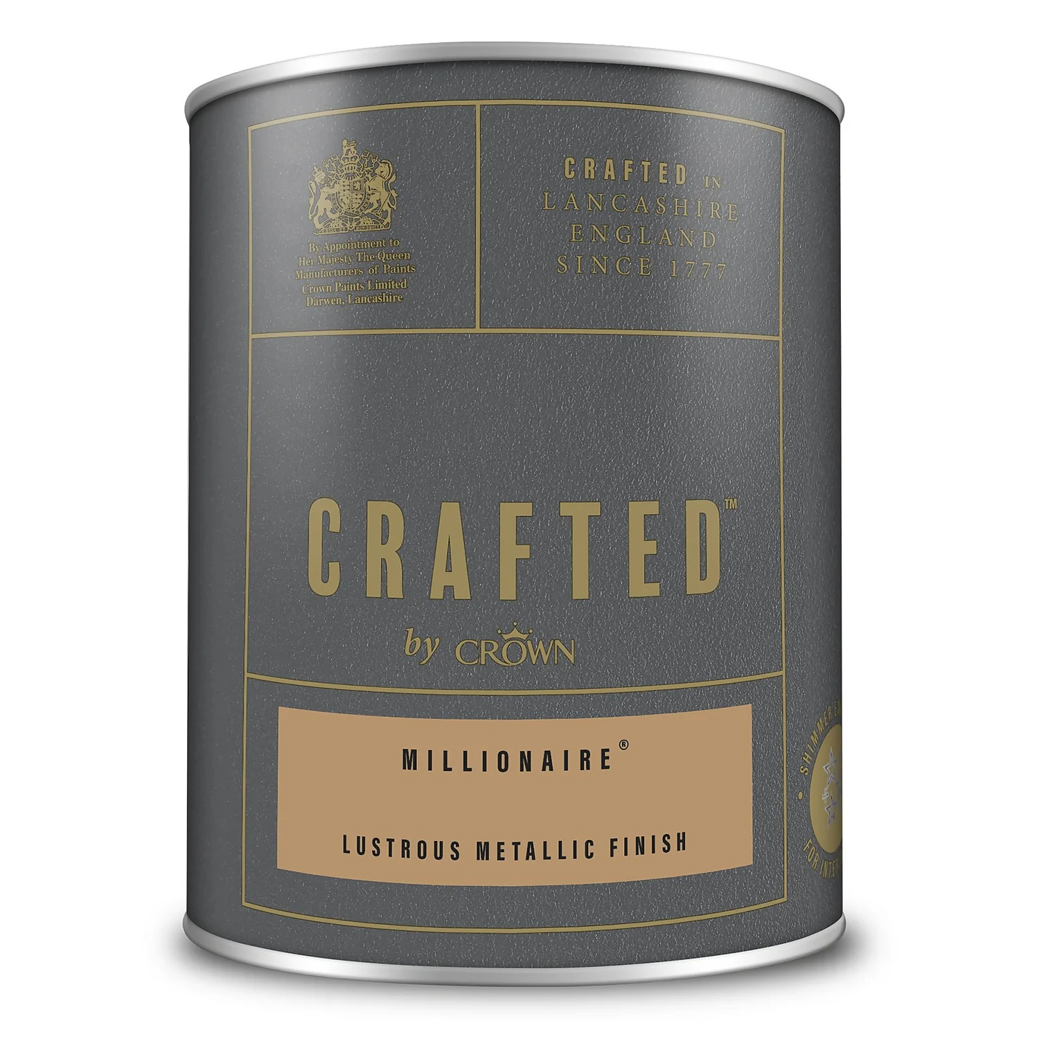 CRAFTED™ By Crown Lustrous Metallic Interior Wall And Wood Paint Millionaire® - 1.25L 5 CRAFTED™ By Crown Lustrous Metallic Interior Wall And Wood Paint Millionaire® - 1.25L - Image 3