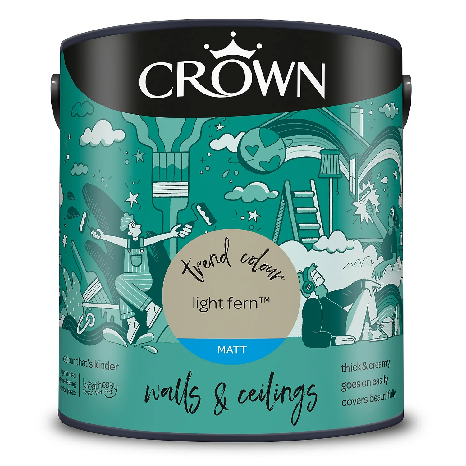 Crown Matt Emulsion Paint Light Fern - 2.5L 11 Crown Matt Emulsion Paint Light Fern - 2.5L - Image 9
