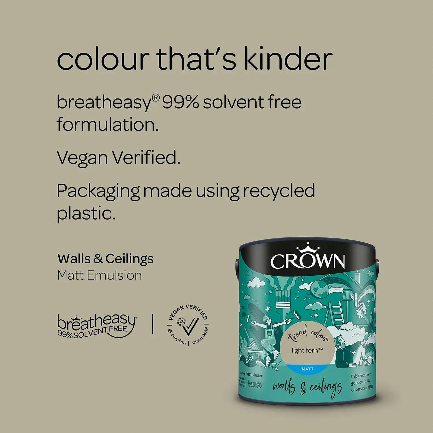 Crown Matt Emulsion Paint Light Fern - 2.5L 7 Crown Matt Emulsion Paint Light Fern - 2.5L - Image 5