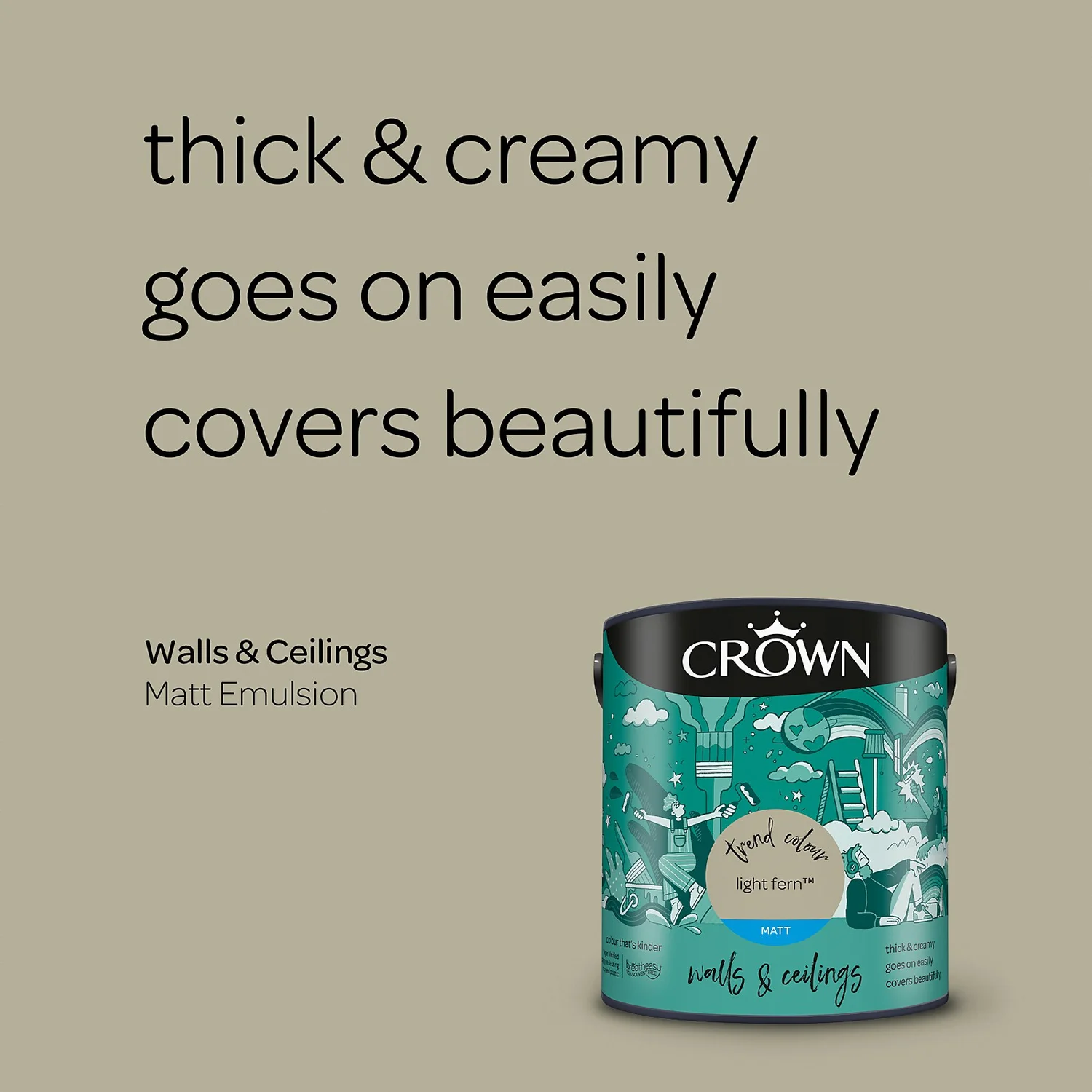 Crown Matt Emulsion Paint Light Fern - 2.5L 6 Crown Matt Emulsion Paint Light Fern - 2.5L - Image 4