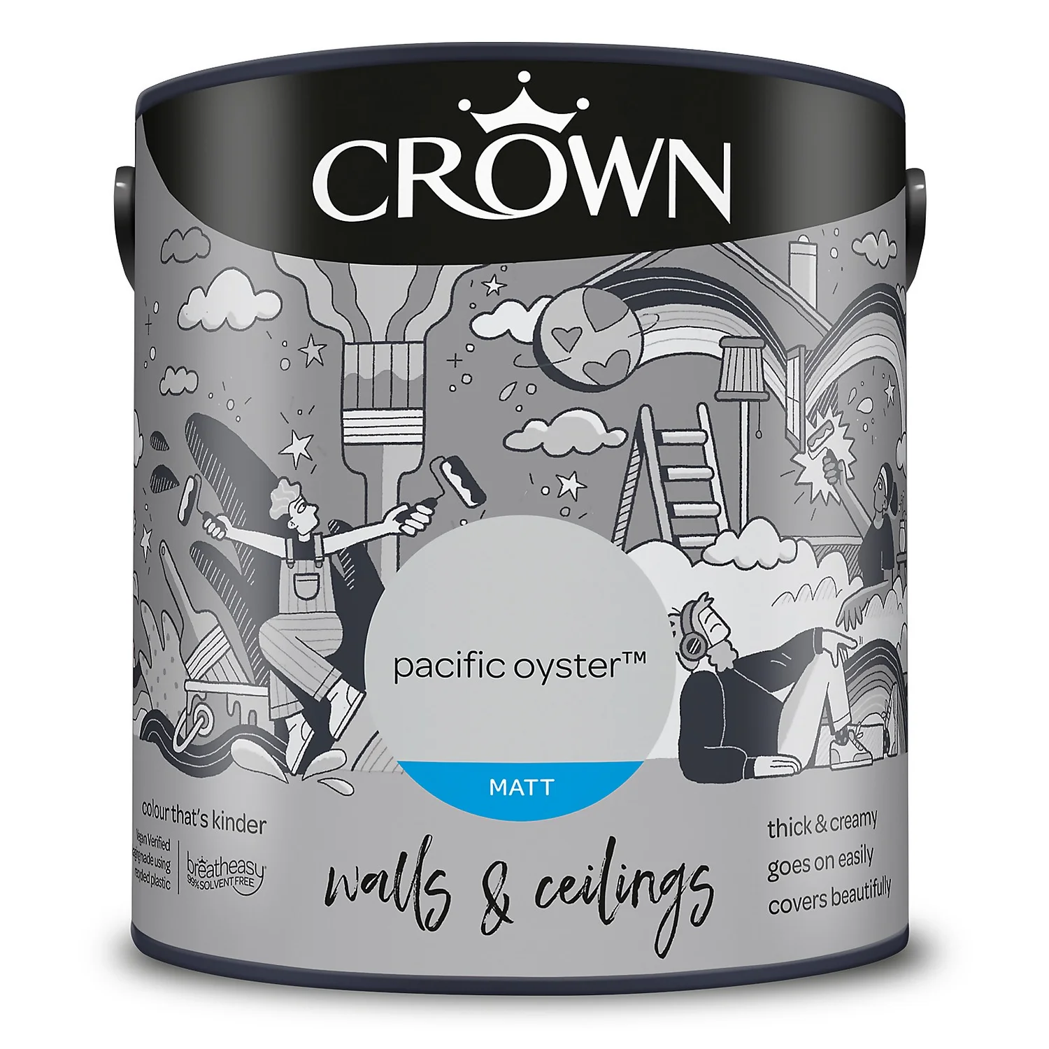 Crown Matt Emulsion Paint Pacific Oyster - 2.5L 11 Crown Matt Emulsion Paint Pacific Oyster - 2.5L - Image 9