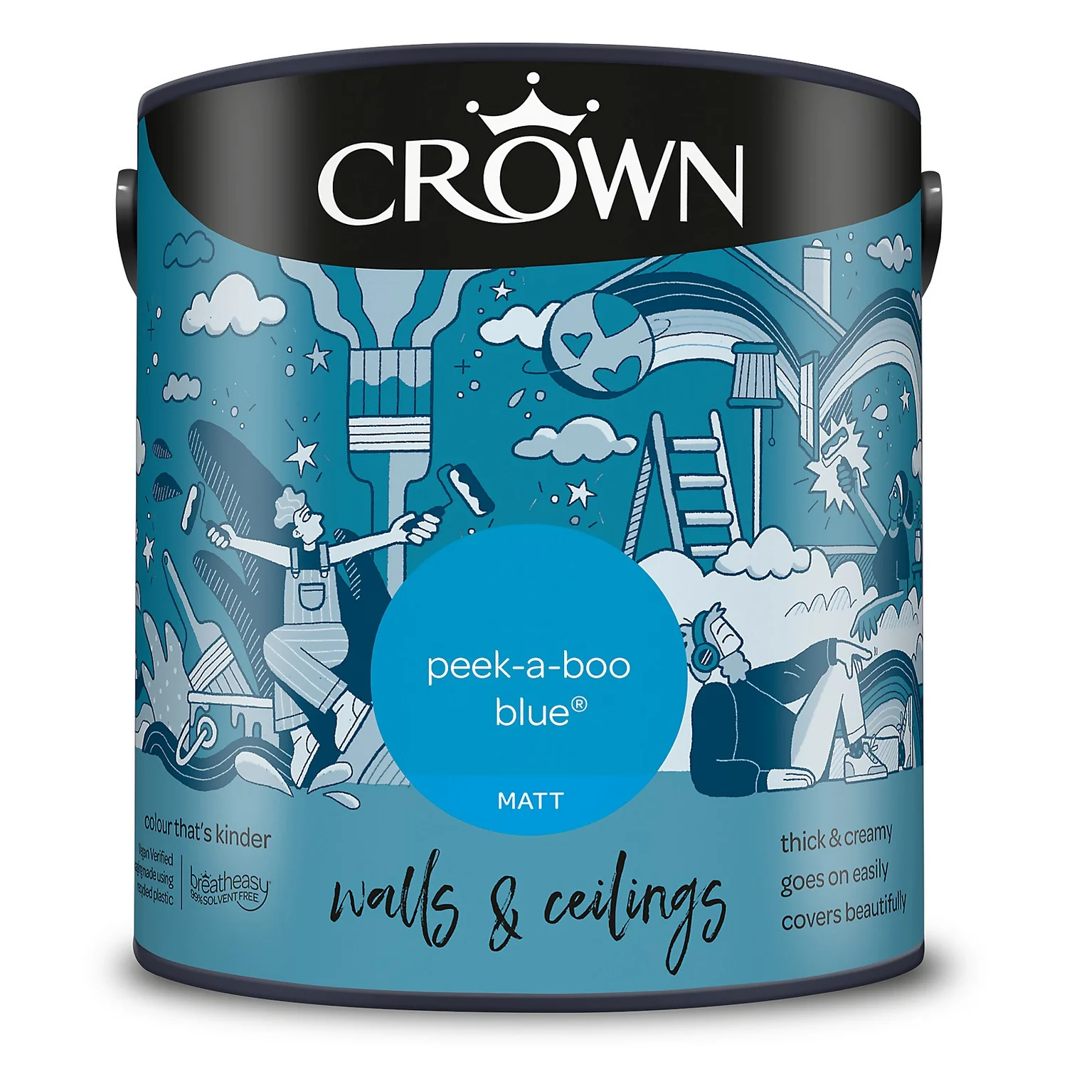 Crown Matt Emulsion Paint Peek-a-Boo Blue - 2.5L 11 Crown Matt Emulsion Paint Peek-a-Boo Blue - 2.5L - Image 9
