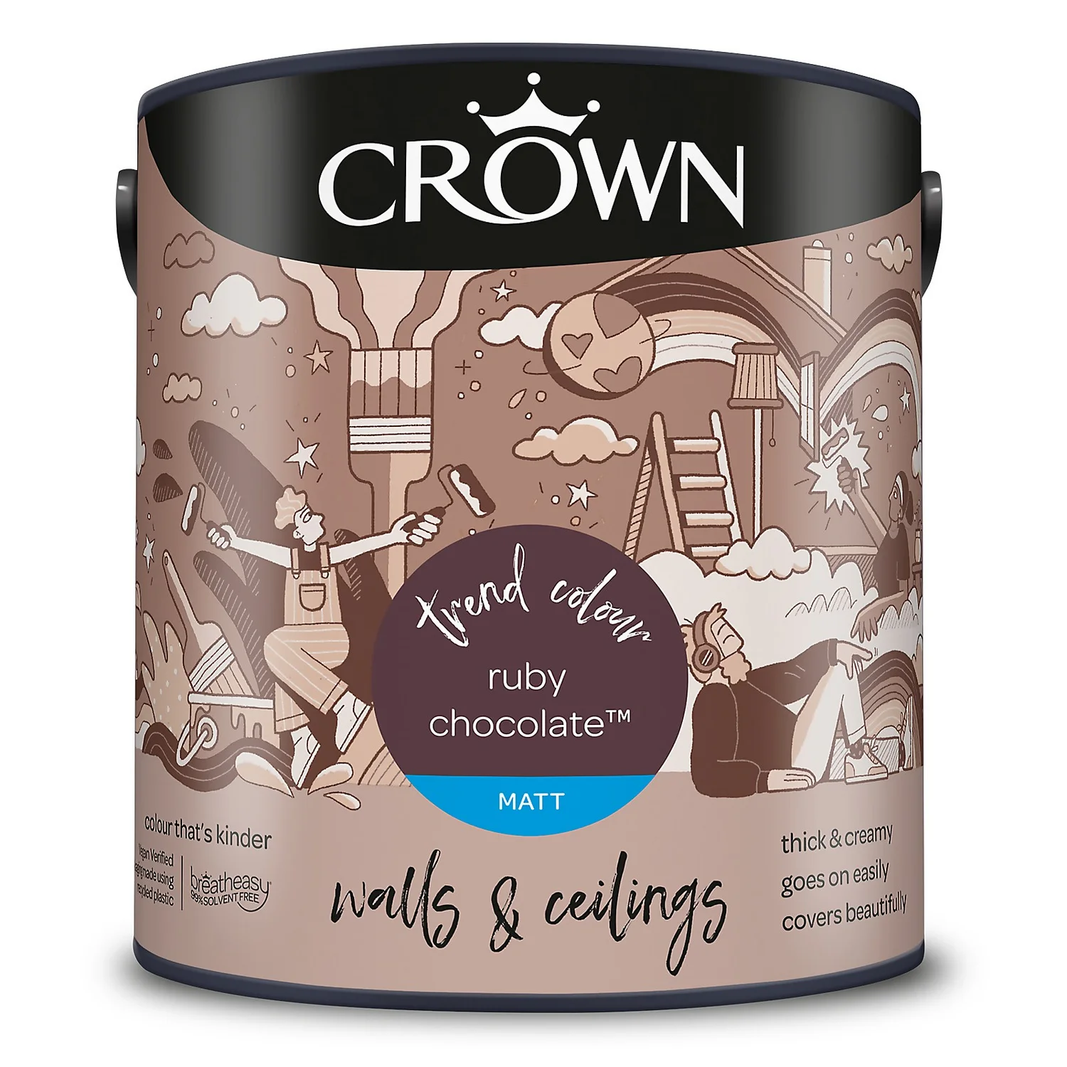 Crown Matt Emulsion Paint Ruby Chocolate - 2.5L 11 Crown Matt Emulsion Paint Ruby Chocolate - 2.5L - Image 9