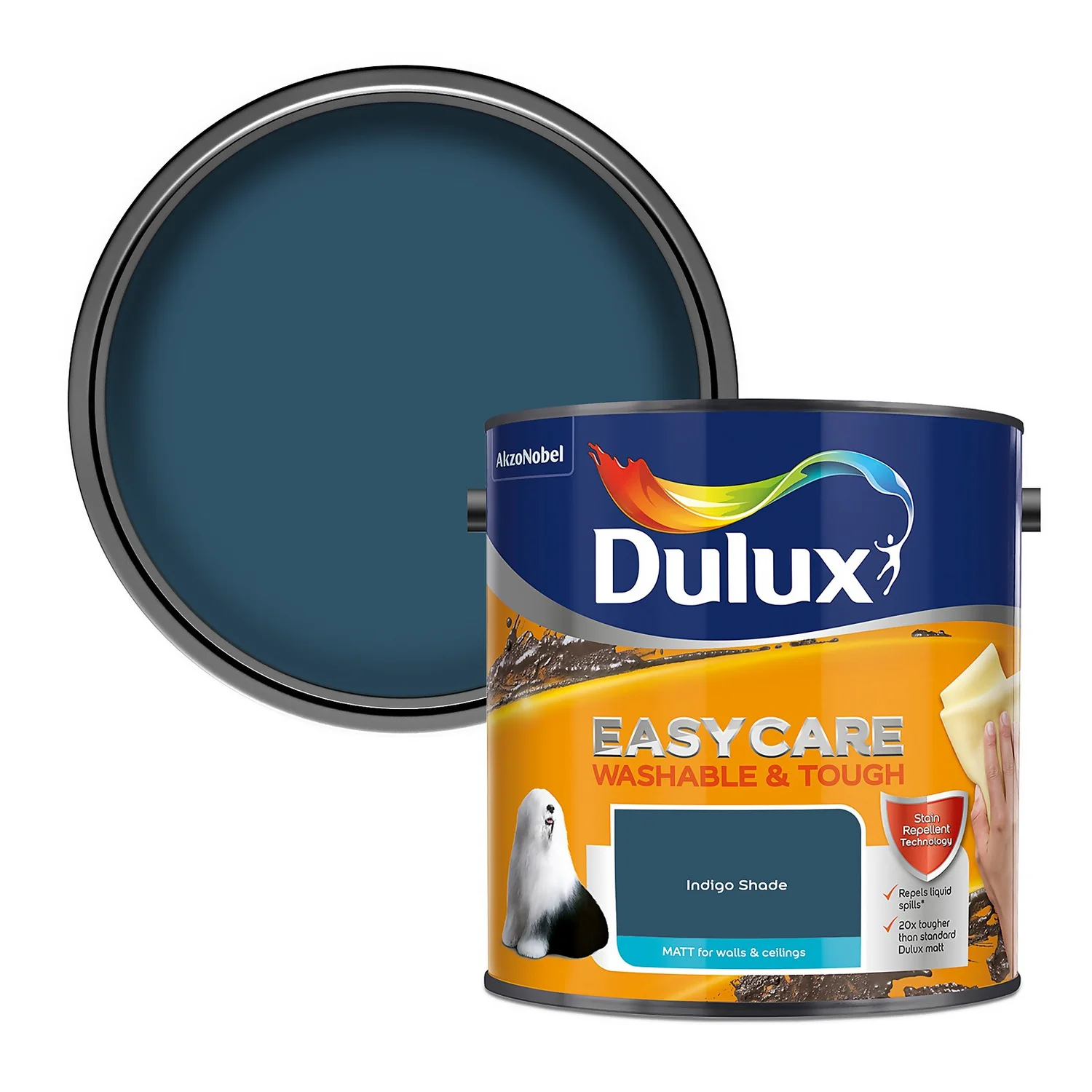 Dulux Easycare Washable & Tough Matt Emulsion Paint Indigo Shade - 2.5L 3 Dulux Easycare Washable & Tough Matt Emulsion Paint Indigo Shade - 2.5L
