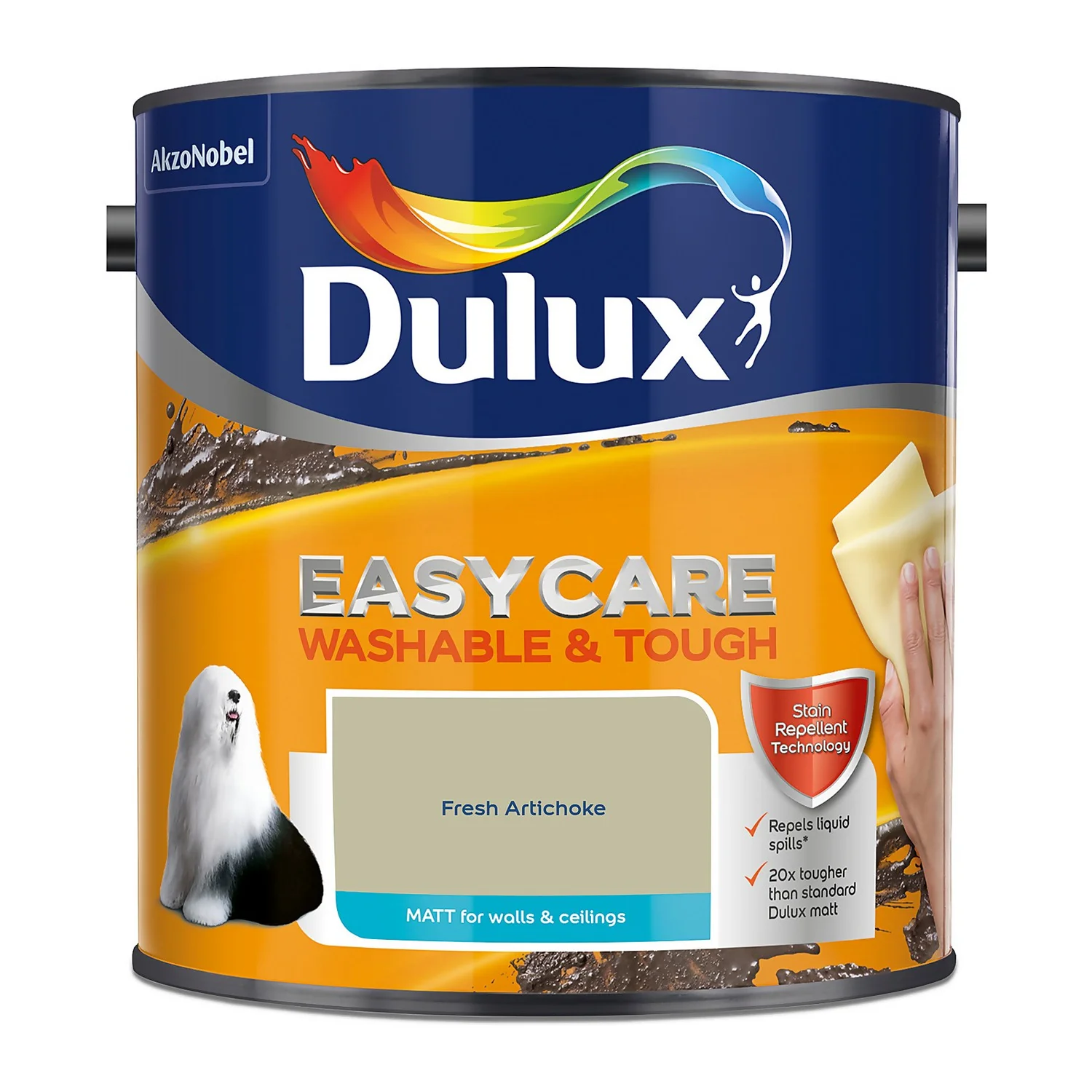 Dulux Easycare Washable & Tough Matt Emulsion Paint Fresh Artichoke - 2.5L 6 Dulux Easycare Washable & Tough Matt Emulsion Paint Fresh Artichoke - 2.5L - Image 4