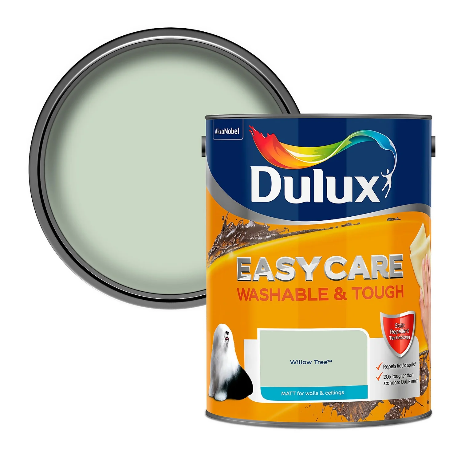 Dulux Easycare Washable & Tough Matt Emulsion Paint Willow Tree - 5L 2 Dulux Easycare Washable & Tough Matt Emulsion Paint Willow Tree - 5L