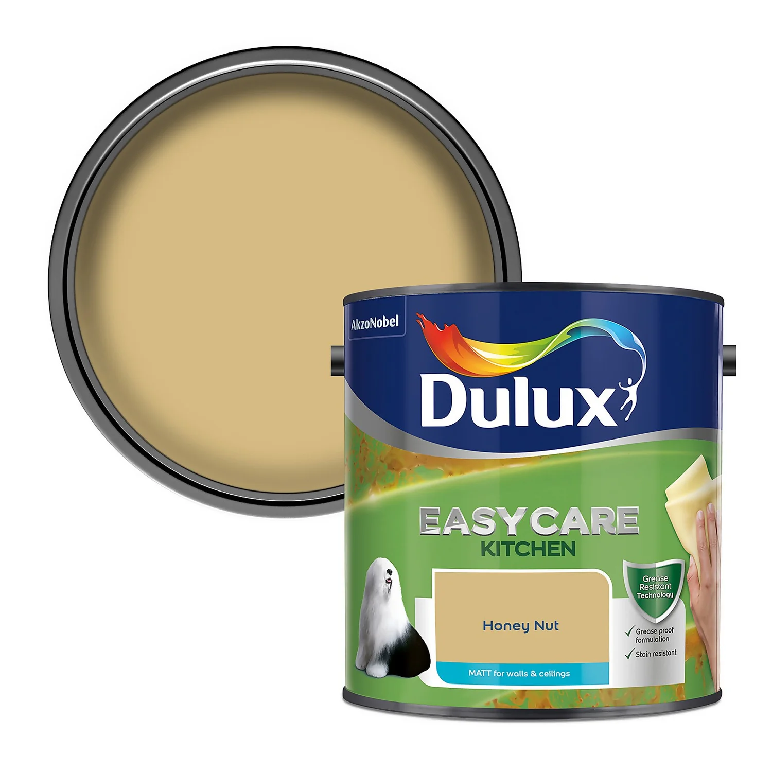 Dulux Easycare Kitchen Matt Emulsion Paint Honey Nut - 2.5L 3 Dulux Easycare Kitchen Matt Emulsion Paint Honey Nut - 2.5L
