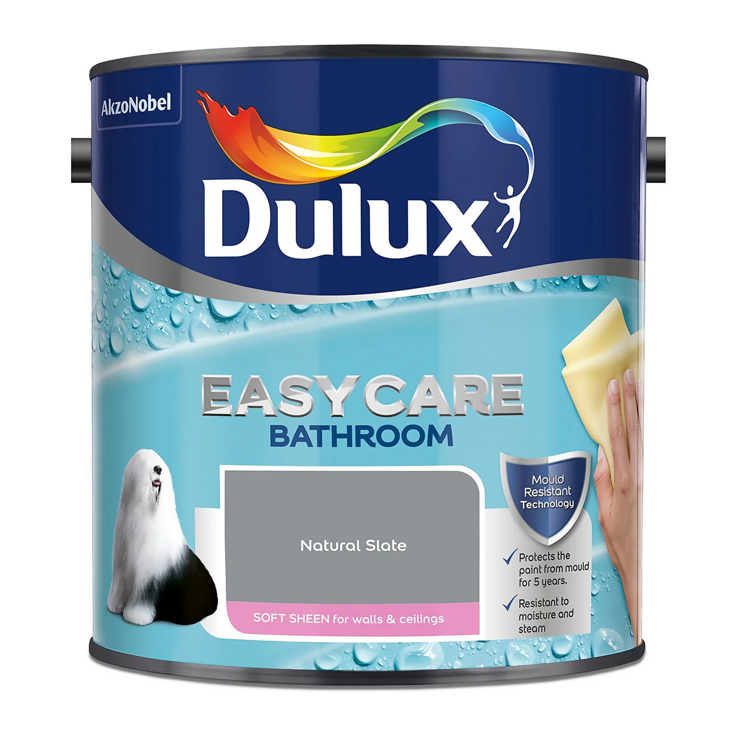 Dulux Easycare Bathroom Soft Sheen Paint Natural Slate - 2.5L 6 Dulux Easycare Bathroom Soft Sheen Paint Natural Slate - 2.5L - Image 4