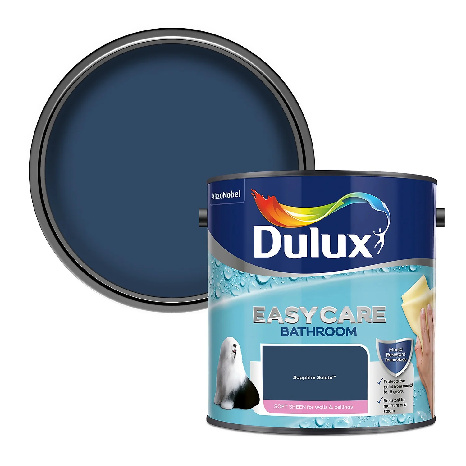 Dulux Easycare Bathroom Soft Sheen Paint Sapphire Salute - 2.5L 3 Dulux Easycare Bathroom Soft Sheen Paint Sapphire Salute - 2.5L