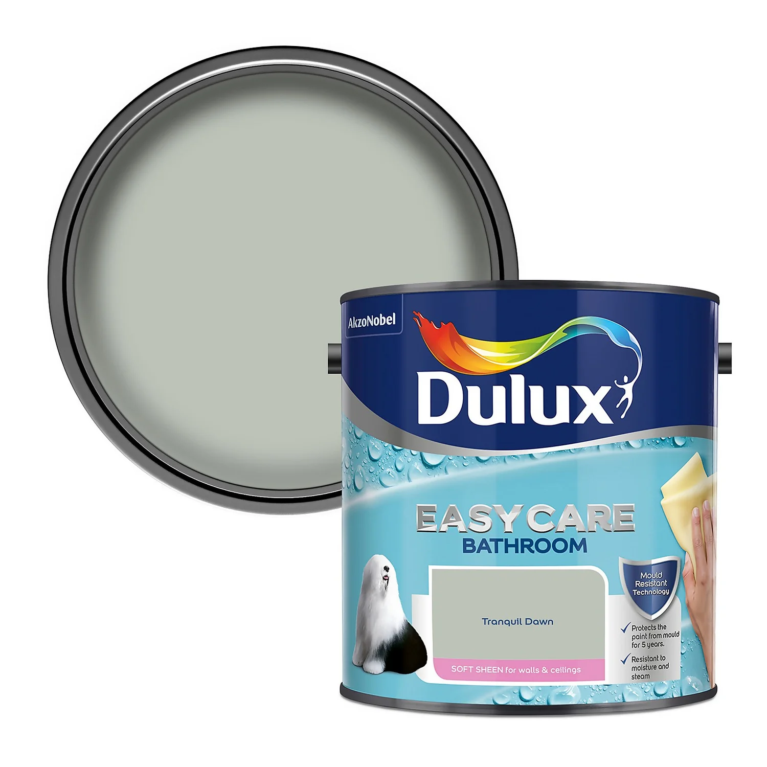 Dulux Easycare Bathroom Soft Sheen Paint Tranquil Dawn - 2.5L 3 Dulux Easycare Bathroom Soft Sheen Paint Tranquil Dawn - 2.5L