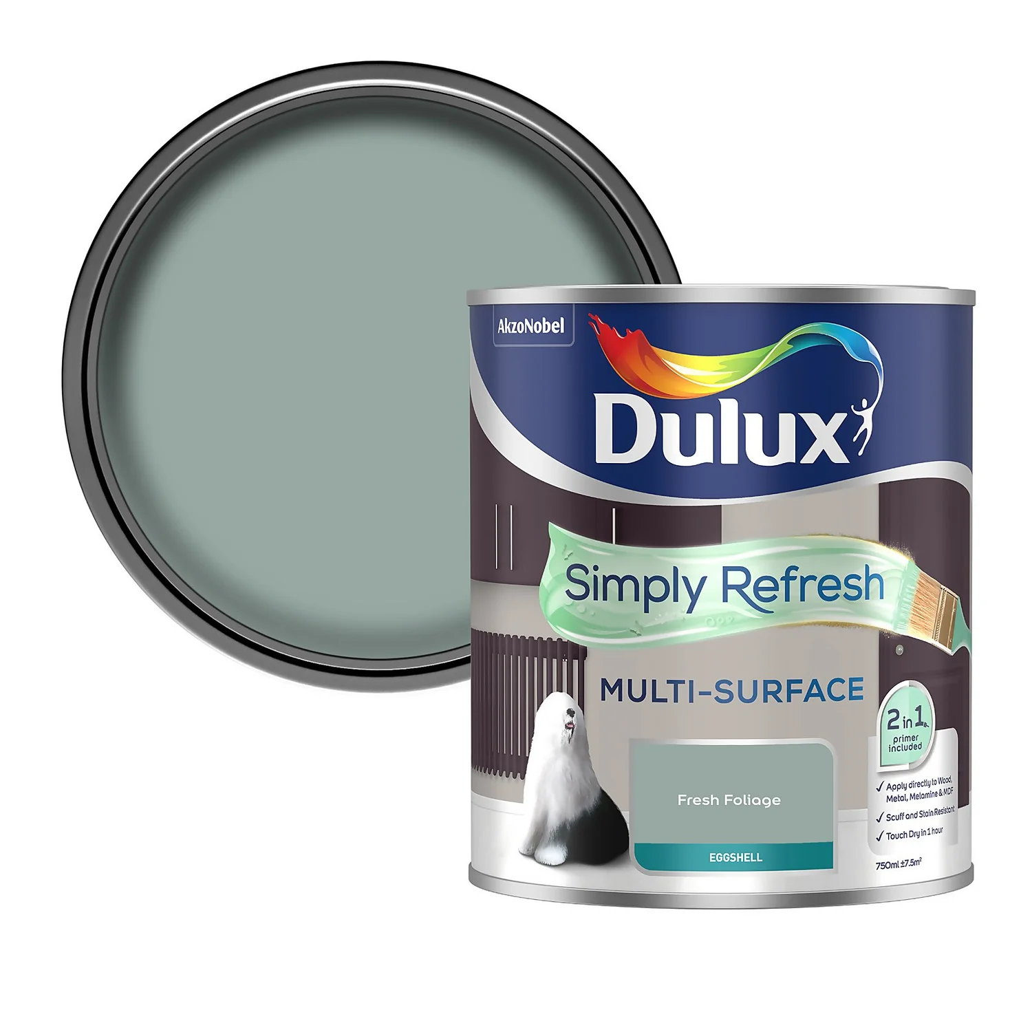 Dulux Simply Refresh Multi Surface Eggshell Paint Fresh Foliage - 750ml 3 Dulux Simply Refresh Multi Surface Eggshell Paint Fresh Foliage - 750ml